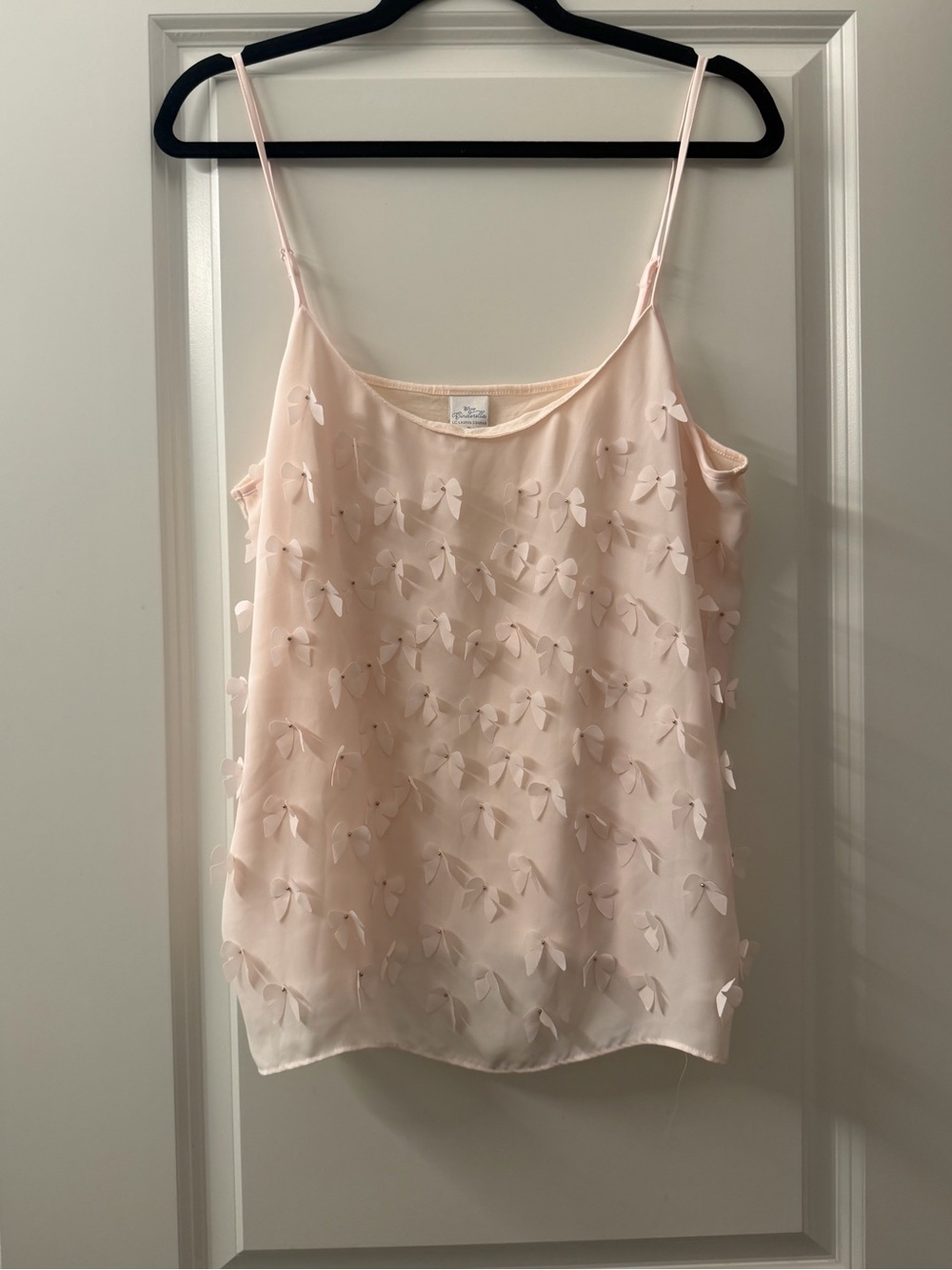 LC Lauren Conrad Disney collab Light Blush Bow-Embellished Spaghetti Strap Cami